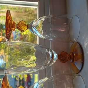 Amber stemmed wine glasses